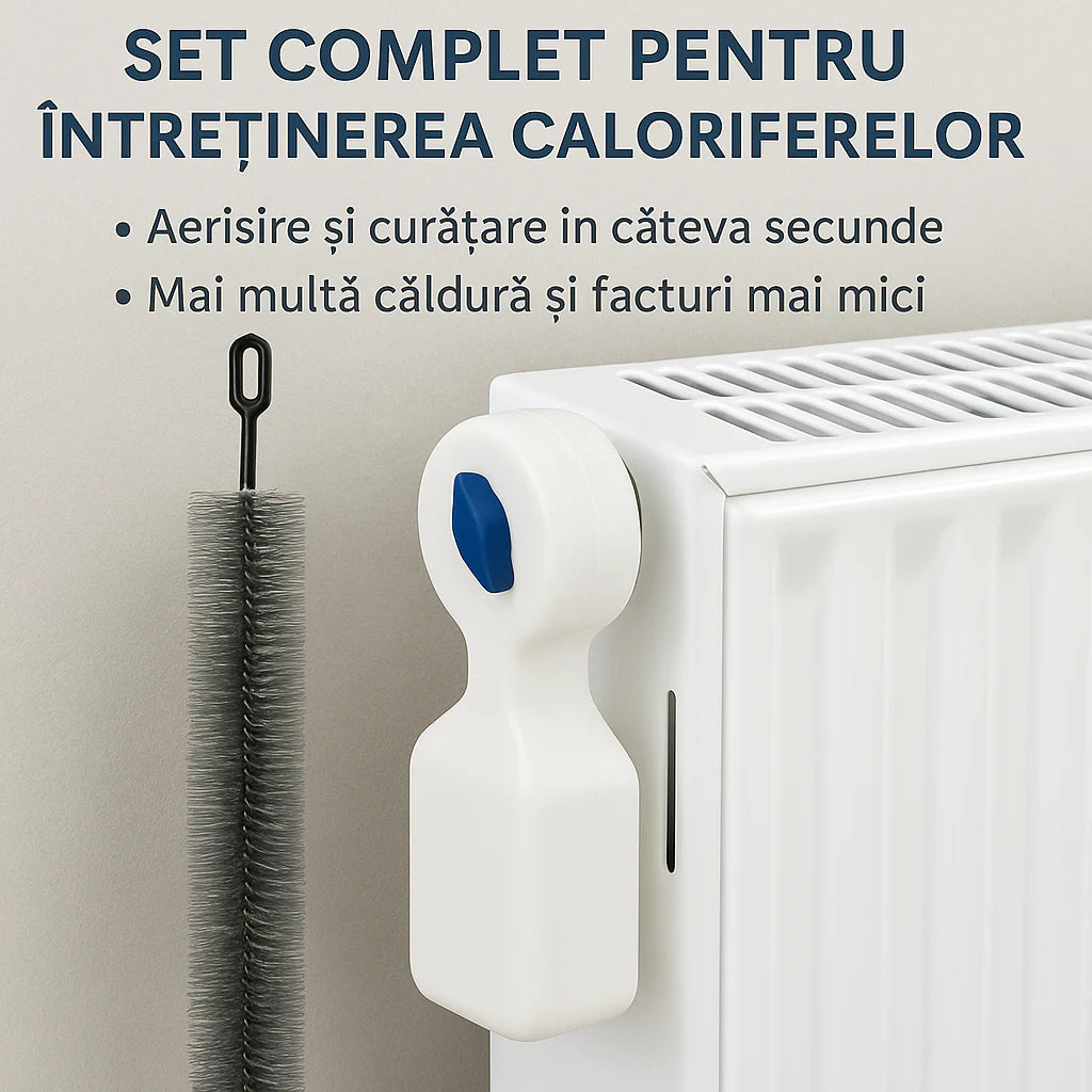 Kit complet pentru întreținerea caloriferelor – dispozitiv + perie
