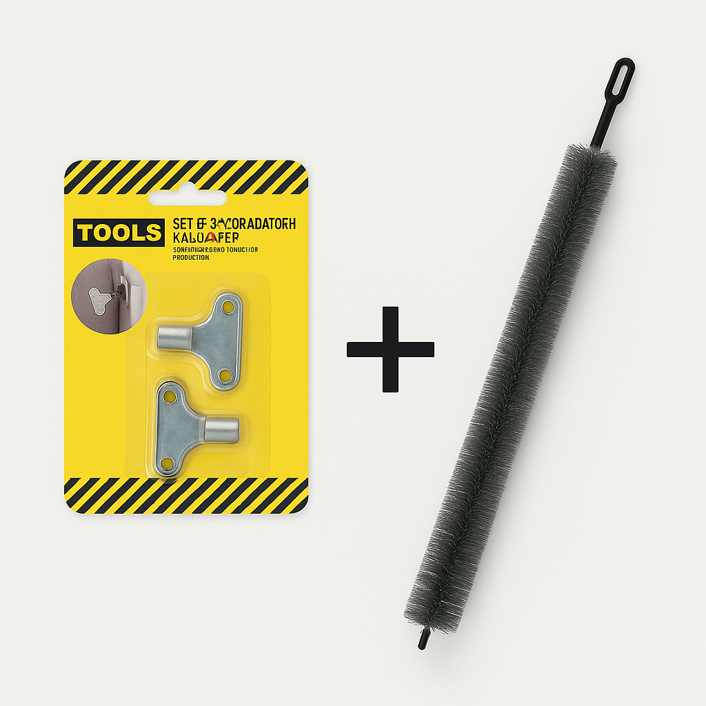 Kit complet pentru întreținerea caloriferelor – cheita + perie